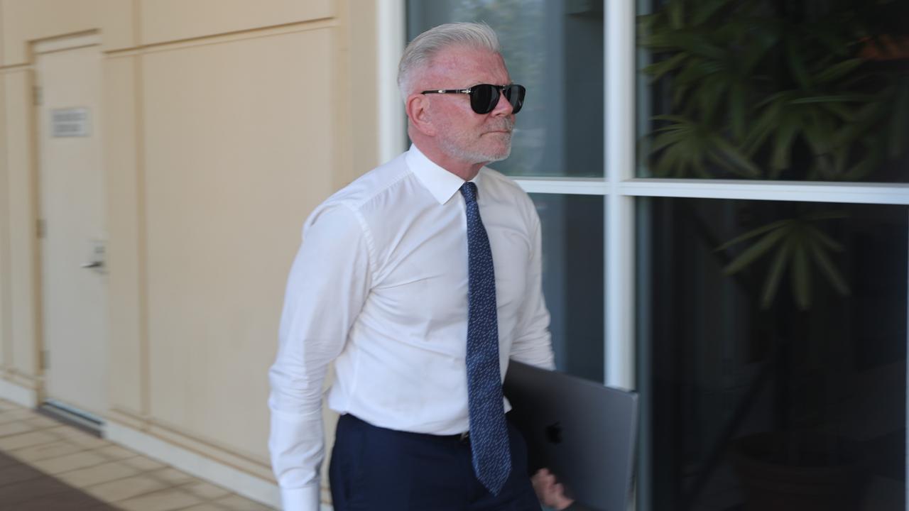 Defence barrister Jon Tippett arrives at the Supreme Court in Darwin for the final day of closing submissions in the Keith Kerinauia murder trial. Picture: Zizi Averill