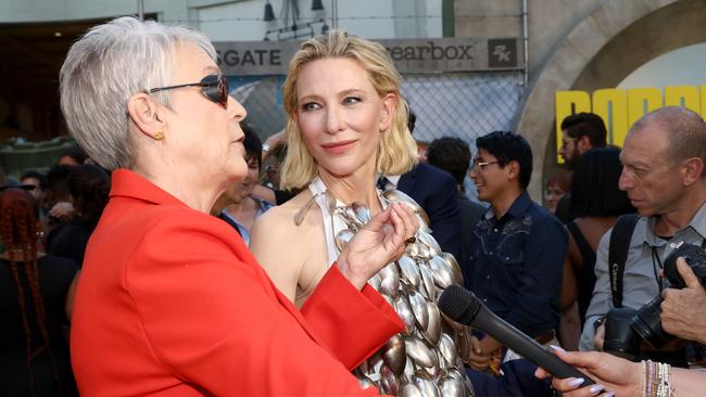 Jamie Lee Curtis and Cate Blanchett at the Borderlands Los Angeles Fan Event on August 6. Picture: Getty Images