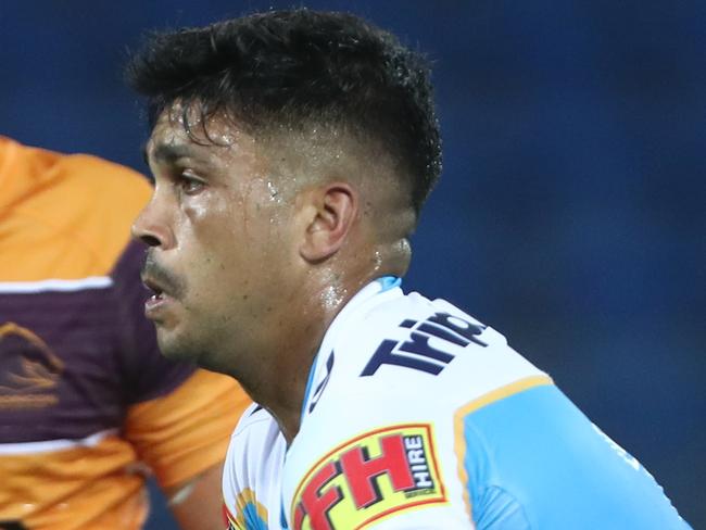 GOLD COAST, AUSTRALIA - MARCH 02: Tyrone Peachey of the Titans runs the ball during the NRL Trial match between the Brisbane Broncos and the Gold Coast Titans at Cbus Super Stadium on March 02, 2019 in Gold Coast, Australia. (Photo by Chris Hyde/Getty Images)