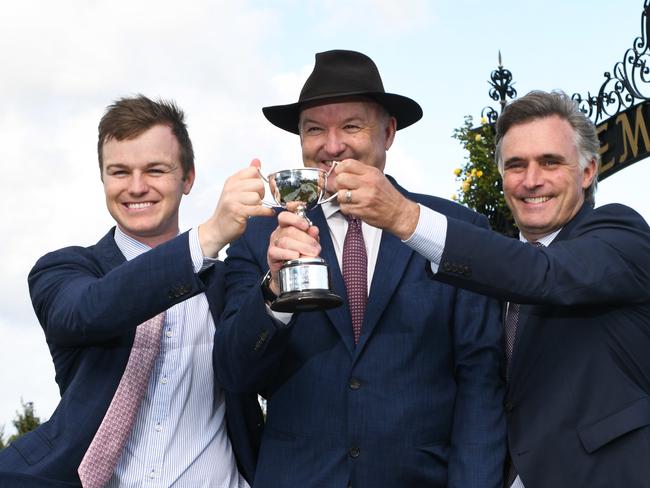 Ben and David with Tom Dabernig after Fifty Stars won the Australian Cup.