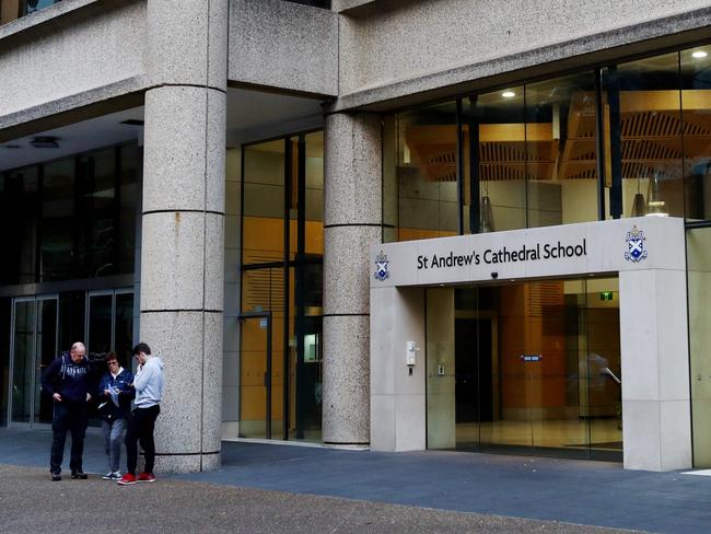 Ms James’ body was found at St Andrew’s Cathedral School in the Sydney CBD on Wednesday. Picture: Hollie Adams.