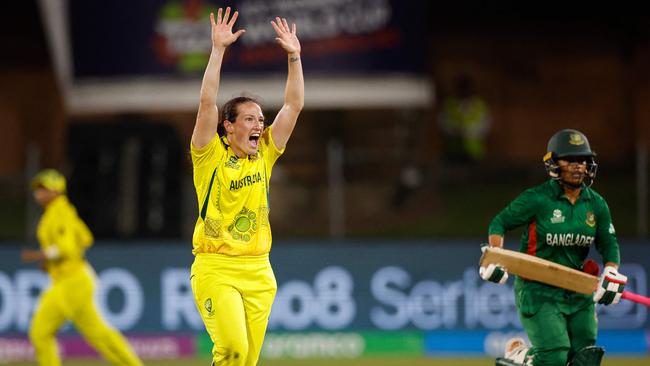 Australia's Megan Schutt has taken eight wickets. Picture: Marco Longari / AFP