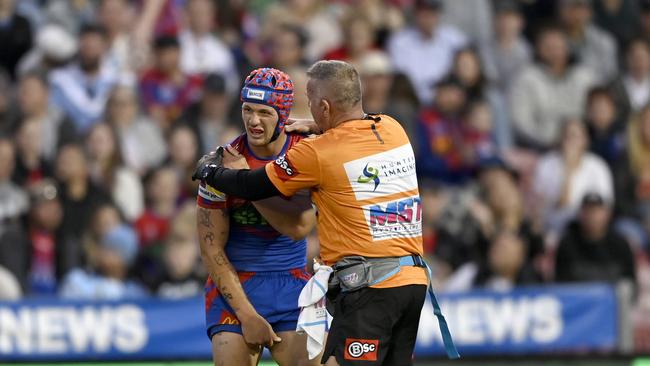 Kalyn Ponga is in doubt for the first week of the finals after scans revealed a high-grade AC joint injury. Picture: NRL Photos