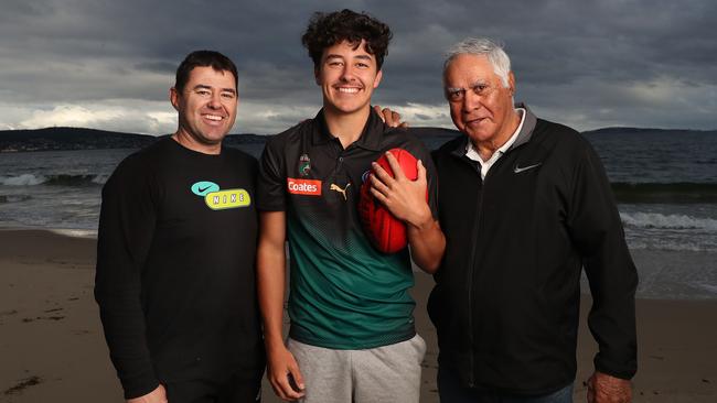 Tasmanian Devils draft prospect Jack Callinan of Hobart who is the son of AFL player Ian Callinan and grandfather Des James who represented Tasmania in state football and is in the Tasmanian Football Hall of Fame playing club football for Sandy Bay. Picture: Nikki Davis-Jones