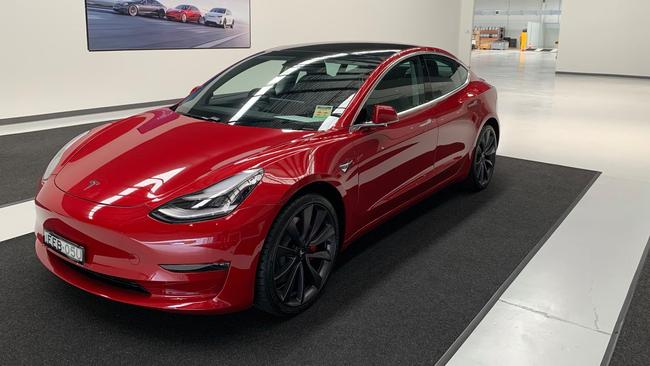 Darren Pearce's Tesla Model 3 before it was keyed in a Westfield carpark. Picture: Facebook.