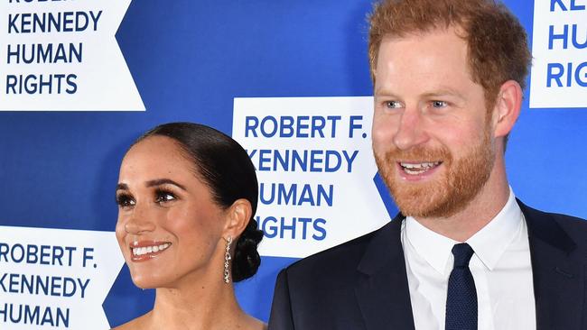 Prince Harry and Meghany at the 2022 Robert F. Kennedy Human Rights Ripple of Hope Award Gala. Picture: AFP.