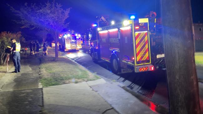 Emergency services at the scene of a house fire on Kokoda St in Morwell on the evening of Wednesday, March 19, 2025. Picture: Jack Colantuono