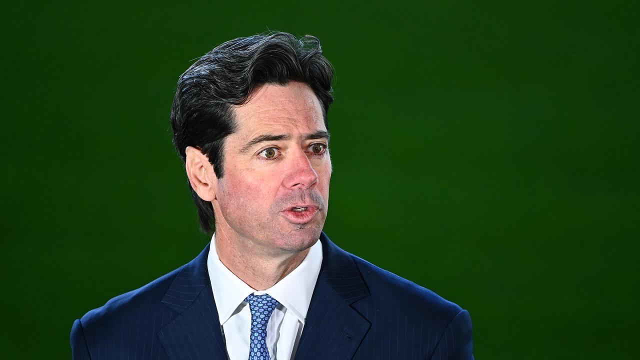 AFL Chief Executive Officer Gillon McLachlan said he’s a fan of the canned crowd noise. Picture: Quinn Rooney/Getty Images.