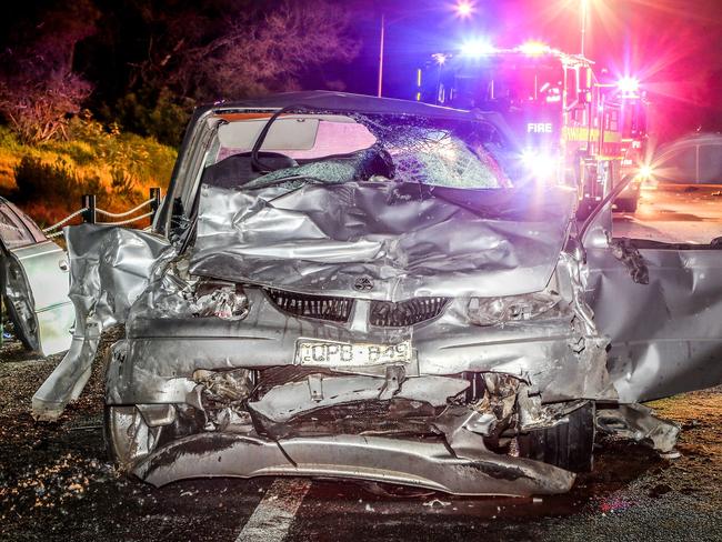 The Holden Commodore involved in the crash. Picture: Gary Sissons