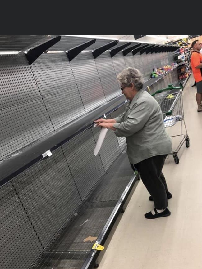 Double Bay Woolworths in Sydney has sold out of toilet paper, in response to coronavirus. Picture: Facebook