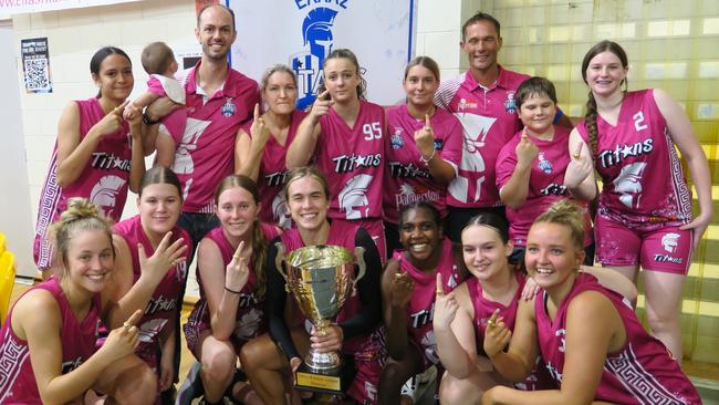 Ellas Titans celebrating their first ever DBA Women's Championship title. Picture: Darcy Jennings.