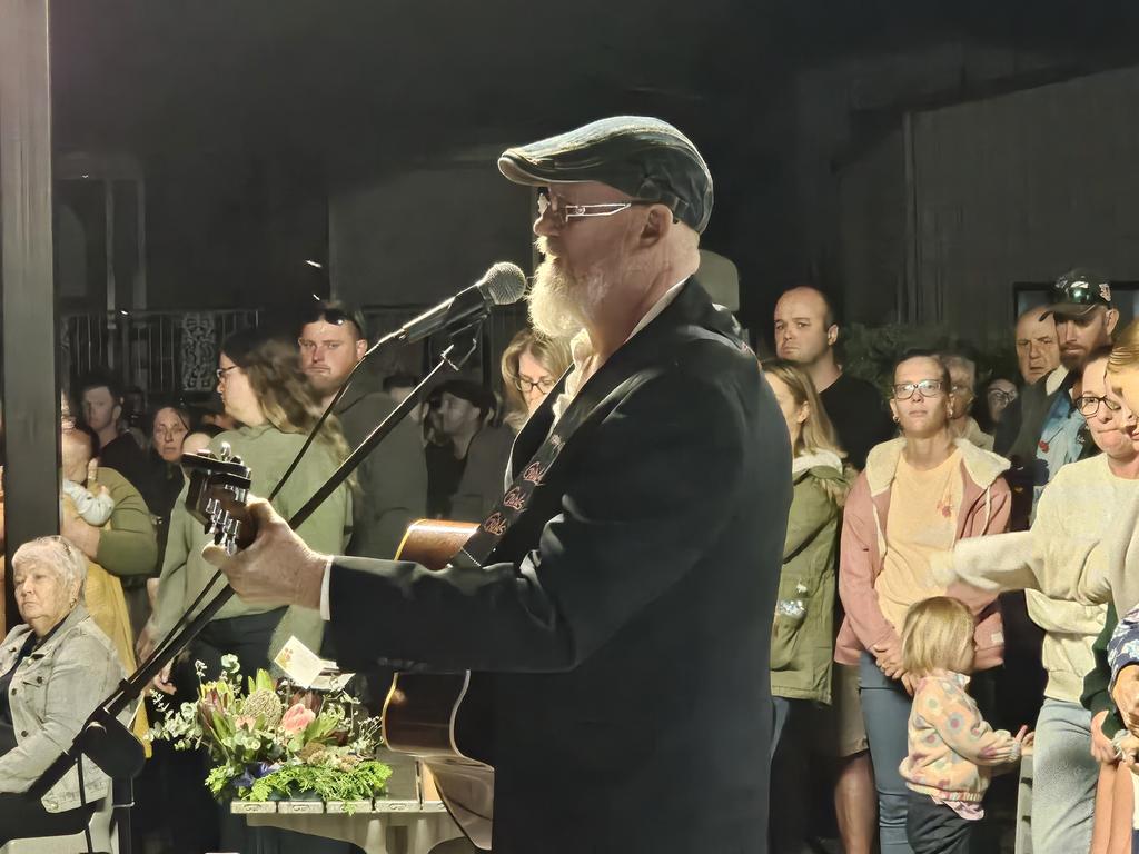 I am Australian was sung at the Half Tide Dawn Service at Hay Point. Mackay Anzac Day 2025 Photo: Janessa Ekert