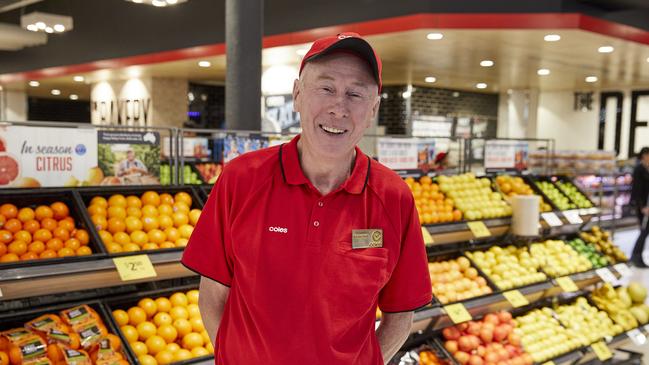 Graeme Beswick, Coles' longest serving employee, at the retail giant’s Prahran supermarket.