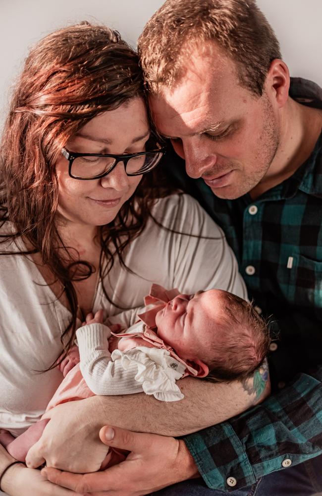 Jade Manson and Tyson Brandt with their daughter Pippa. Picture: Third Eye Imagery