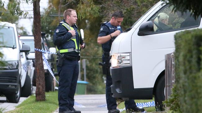 Police at the scene. Picture: David Crosling