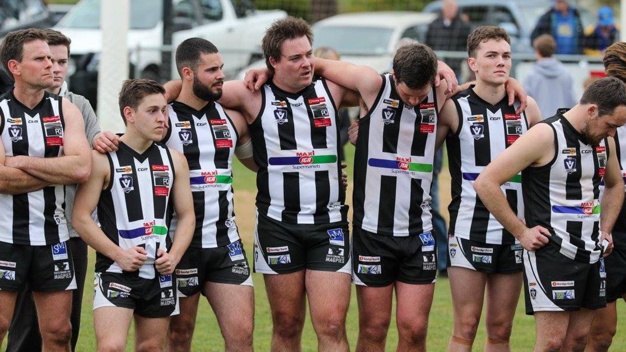 Castlemaine Football Netball Club players during a game between Castlemaine and Golden Square. Source: Facebook