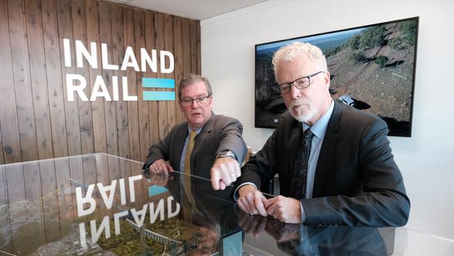 Groom MP Dr John McVeigh and Australian Rail Track Corporation Inland Rail CEO Richard Wankmuller at the opening of ARTC's new Inland Rail office in Margaret St, Toowoomba.