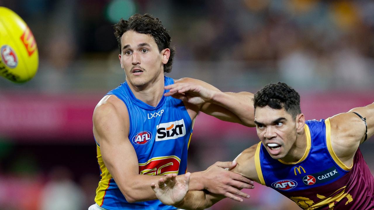 Gold Coast halfback Wil Powell will play his first game since he was suspended for using a homophobic slur in round 8 on Sunday against Fremantle. Picture: Russell Freeman / Getty Images