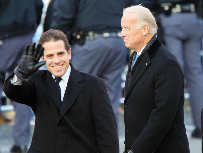 Joe Biden (right) with son Hunter Biden. Picture: David McNew/AFP