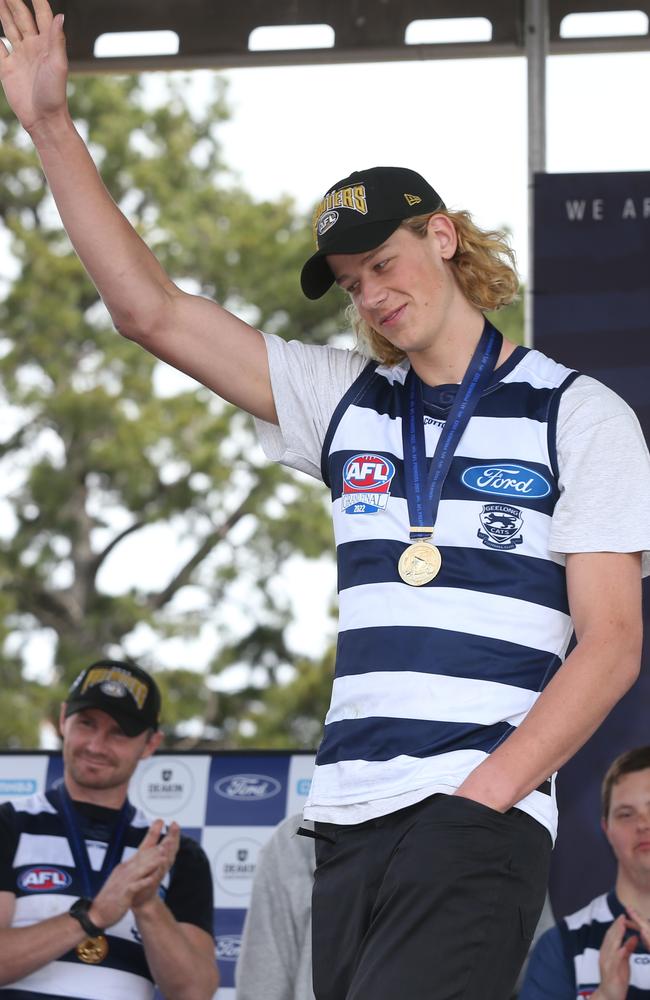 Cats post-GF family day at St Mary's Oval, Kardinia Park. Sam De Koning. Picture: Mike Dugdale