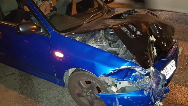 Ms Brown's family car after her, her husband and son were all injured in a prang at Upper Ormeau Road and Tillyroen Road.