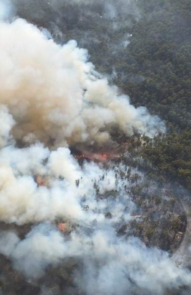 Fire burning in Tasmania's North East. Picture: TFS