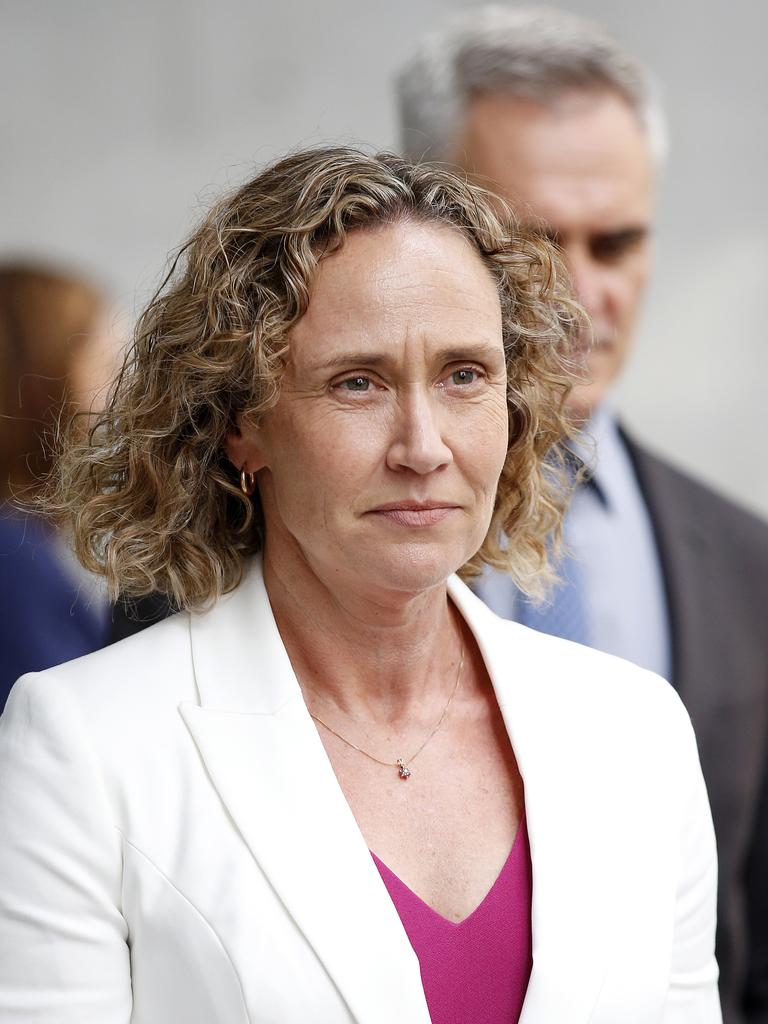 Michelle Stenner pictured leaving district court after a judge told the jury to acquit her of three perjury charges. Picture: Josh Woning