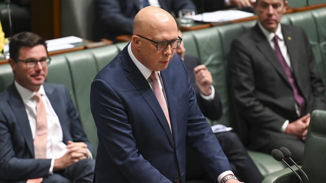 Opposition Leader Peter Dutton during Question Time on Monday. Picture: NCA NewsWire / Martin Ollman