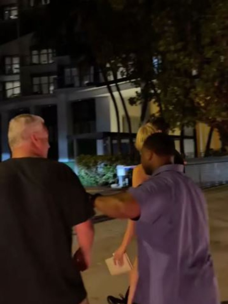 Ivanka Trump and Jared Kushner’s Secret Service detail confronted a man who tried to speak to them. Picture: miamibeachexperience/TikTok