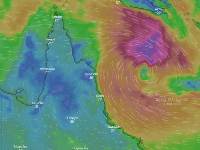 Windy.com shows potential Cyclone Penny on Thursday January 3.