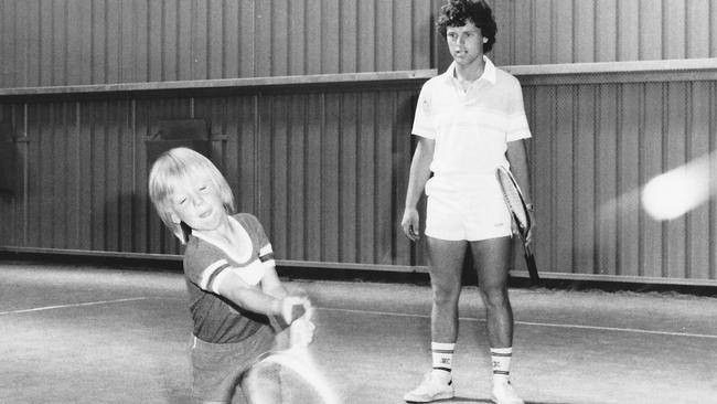 Rob Benoit with journalist Courtney Walsh as a young tennis player. Picture: Supplied.