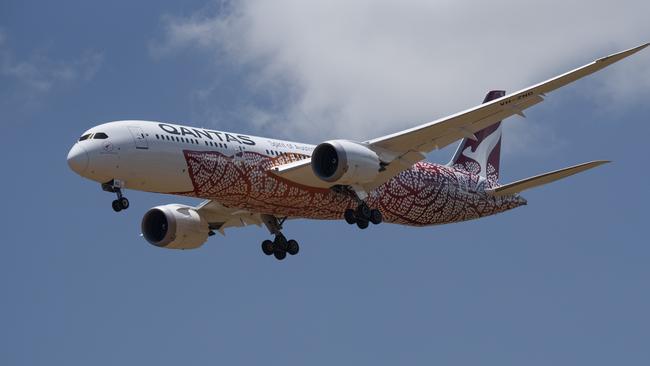 Qantas repatriation flight QF110 touches down at RAAF Base Darwin on October 23. Picture: Lisa McTiernan/Getty Images