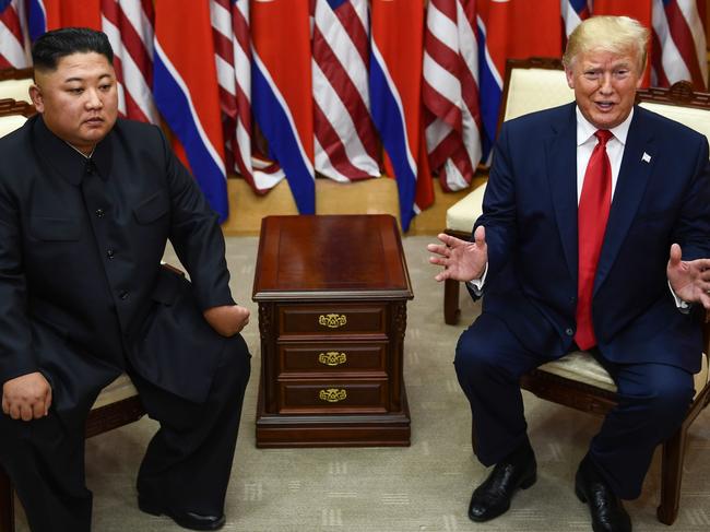 The two leaders then had a meeting at The Freedom House on the South Korean side. Picture: AFP