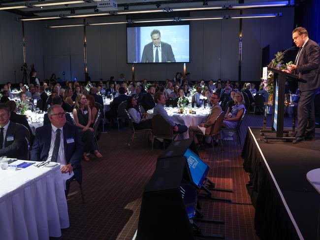 Herald Sun Editor Sam Weir address the audience at the Future Victoria event. Picture: David Caird