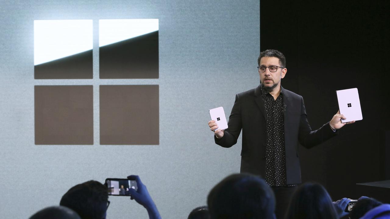 Microsoft chief product officer Panos Panay presents Surface Duo and Surface Neo at an event in New York.