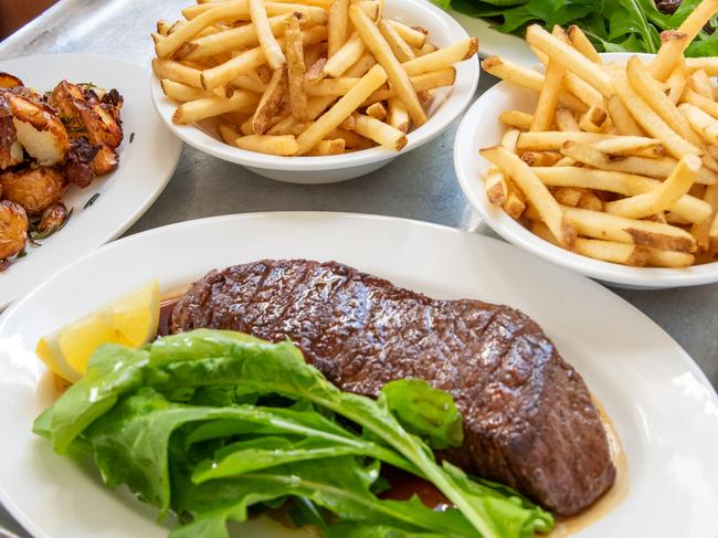 The meal consisted on a 250g Tajima MB4 top sirloin, shoestring fries, roasted potatoes and a pina colada. Picture: Thomas Lisson