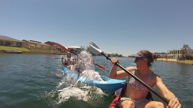 Gold Coast kayaker Cat McArthur with her trademark splash.