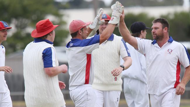 Shane Healey celebrates wicket for his former club Queenscliff in 2021. Picture: Mark Wilson