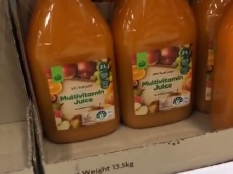 Woolies juice found in Coles. Picture: TikTok/@lucianne350.