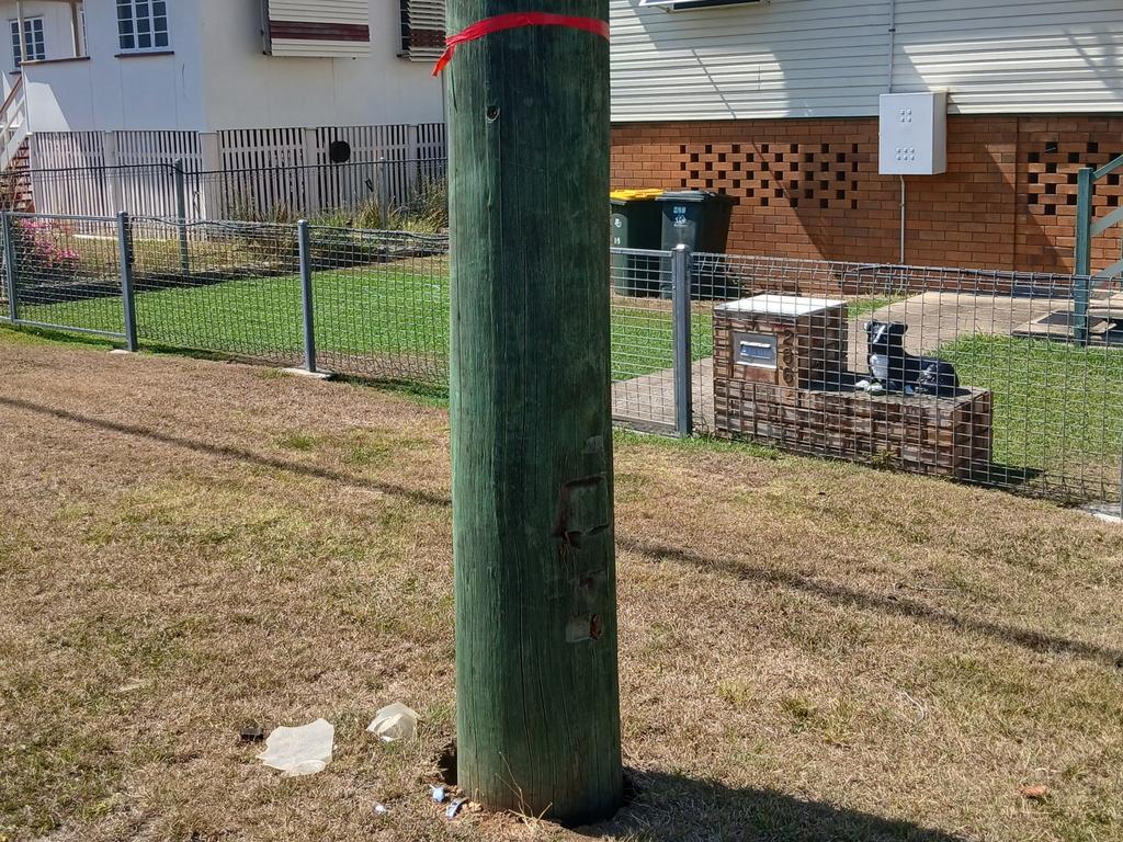 Investigations suggest that a Nissan Navara ute crashed into a fence of a Dunbar Street dwelling before veering onto the wrong side of the road and hitting an electricity pole.