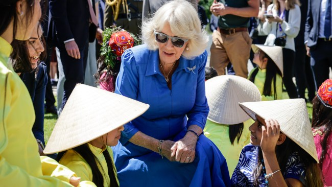 Queen Camilla meets members of the public as she attends the Premier's BBQ, which showcases the state's food and produce. Picture: Brook Mitchell/Getty Images