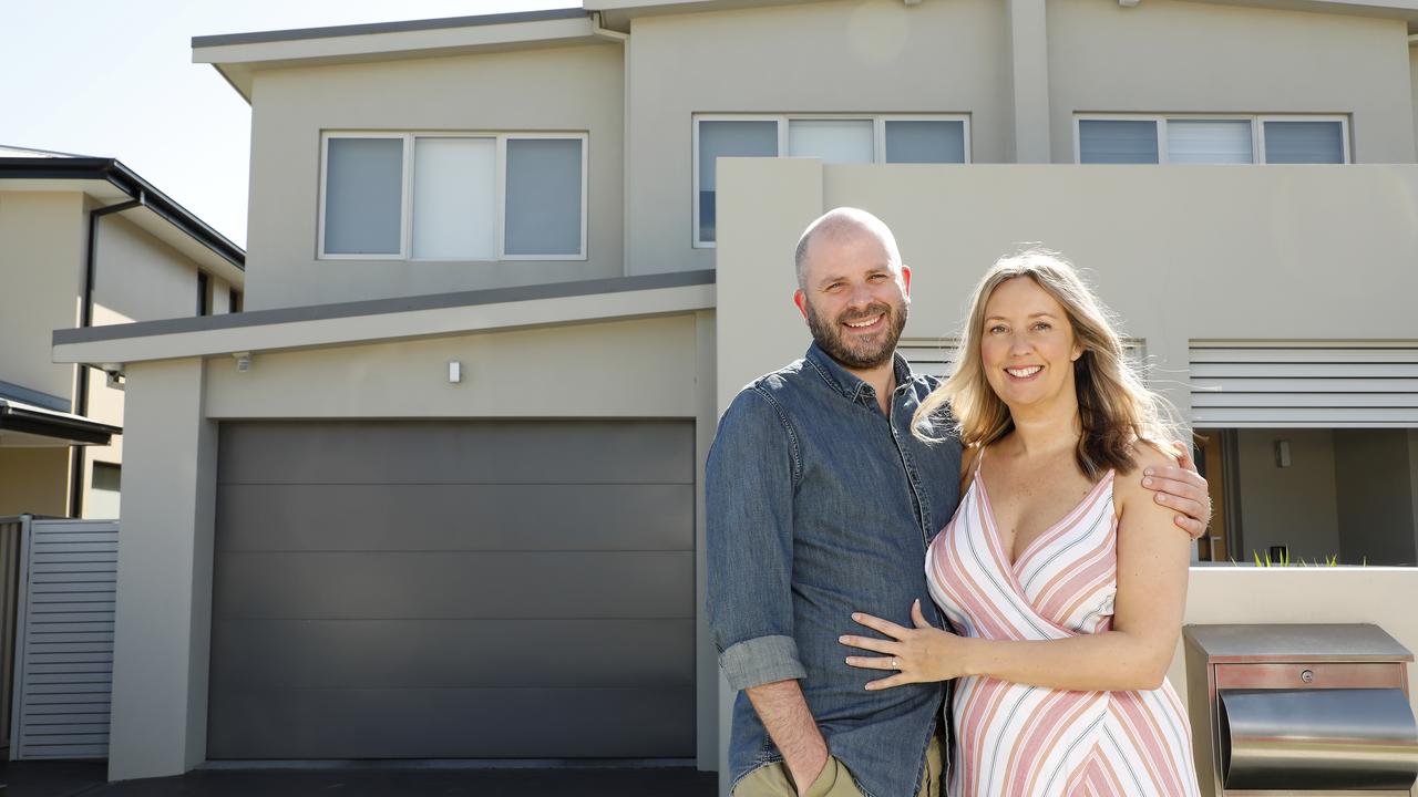 Gemma Hudson and Jake Healey at their new home in Chifley. Picture: Chris Pavlich