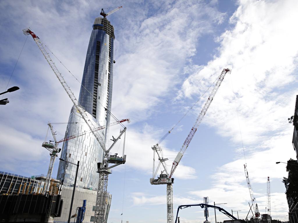 Work underway on the new Crown Casino building in Barangaroo in June. Photographer: Adam Yip