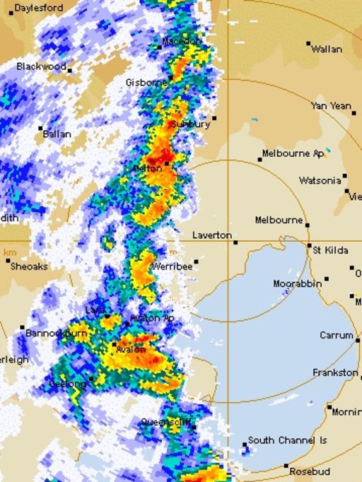 The Melbourne radar at 5.31pm last Monday. Picture: BOM