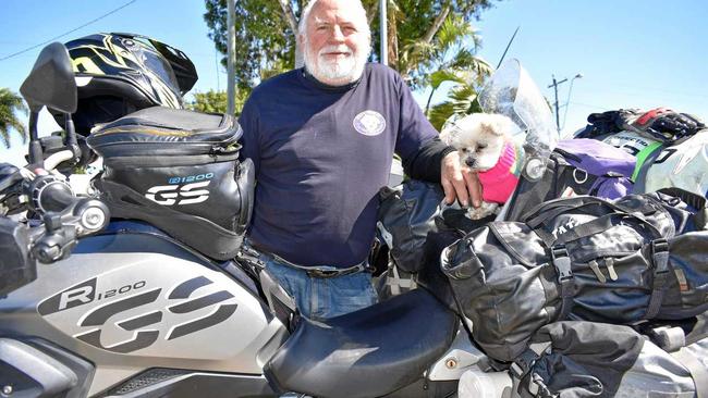 RIDING BUDDIES: Ken Eaton and his dog Chloe, who have ridden more than 200,000km. Picture: Gregor Mactaggart