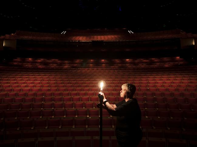 Just two months later, the Opera House was forced to shut for the COVID-19 pandemic. In keeping with theatre tradition, ‘ghost lights’ were installed. Not just for practical reasons, these lights ensure any resident ghosts are able to play on stage without disturbing props. Picture: Daniel James Boud