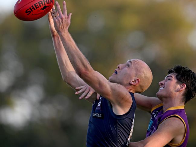 VAFA: Old Melburnians’ Hunter Watkin in front. Picture: Andy Brownbill