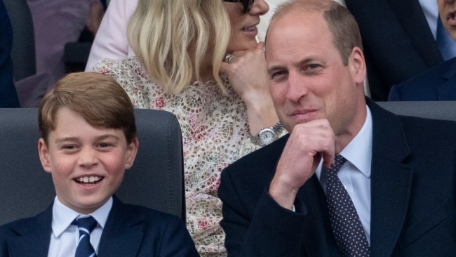 Two heirs to the throne watch the Platinum Pageant from the royal box. Picture: Mark Cuthbert/UK Press via Getty Images)