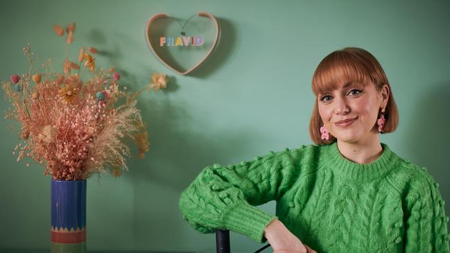 Performer Francine Cain in her Melbourne home. Picture: Eugene Hyland