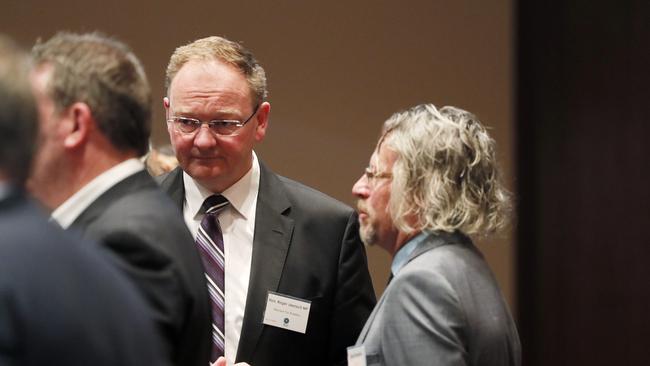 Brad Stansfield (right) Chats with Roger Jaensch. Picture: RICHARD JUPE